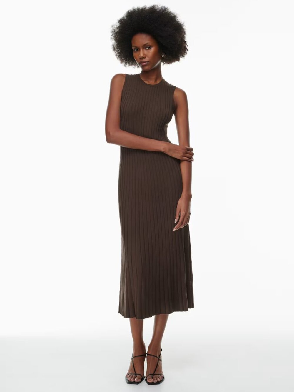NWT Babaton Expression Dress Brown Knit Maxi Dress M Aritzia